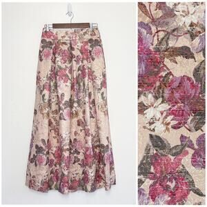 Alvina Floral Jacquard Formal Maxi Skirt Women S 26" (EU 40) Pink Modest Pockets